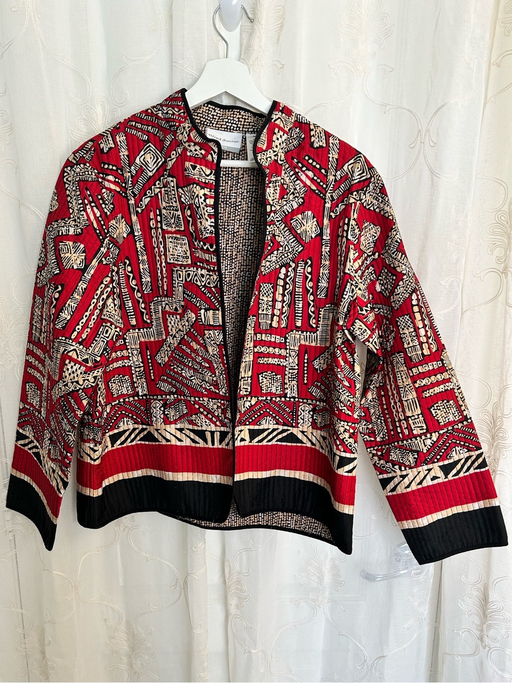 Alfred Dunner Quilted Abstract Geometric Zip Up Jacket – 14P Petite